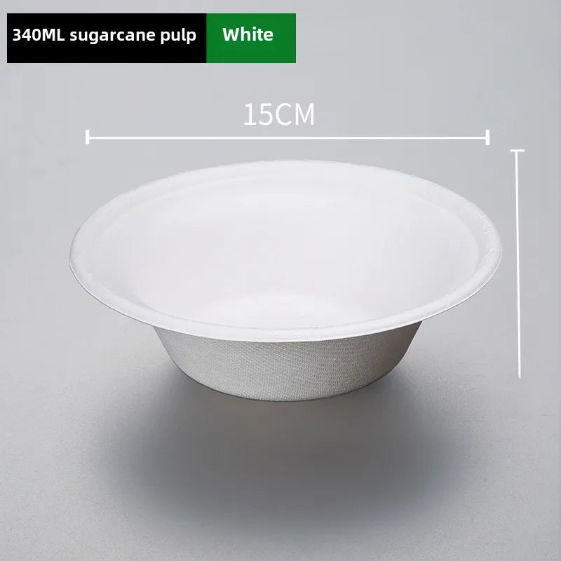 Disposable paper bowl tableware set paper bowl commercial household bowl degradable whole box disposable round bowl