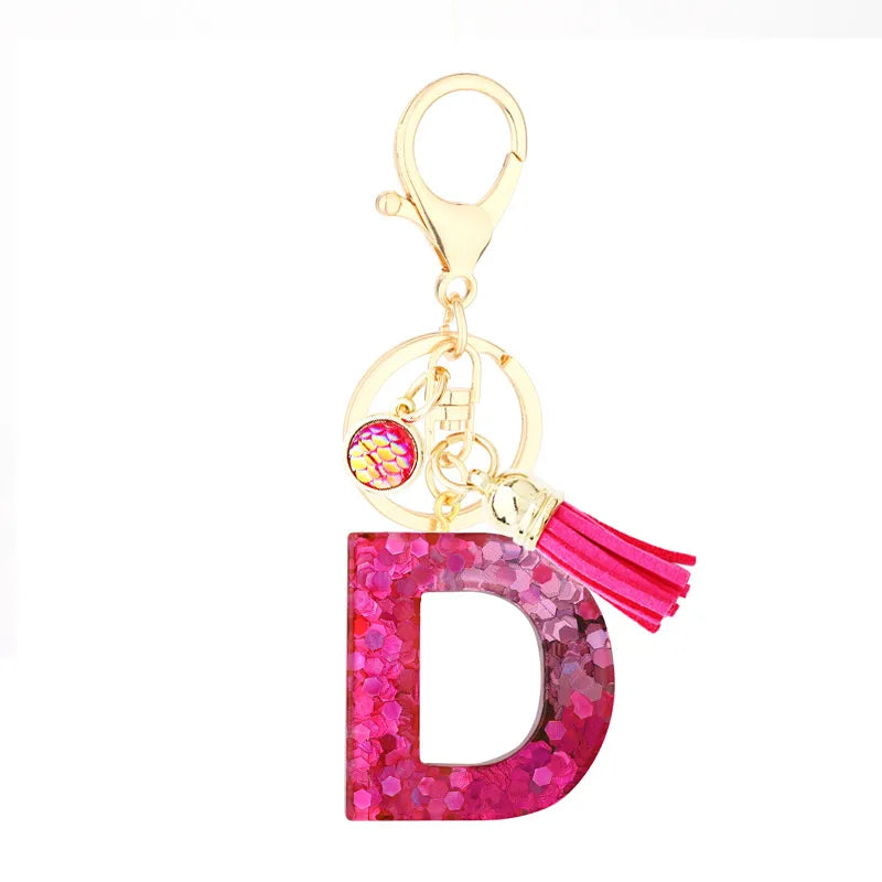 1 piece fashion letter resin patchwork unisex keychain