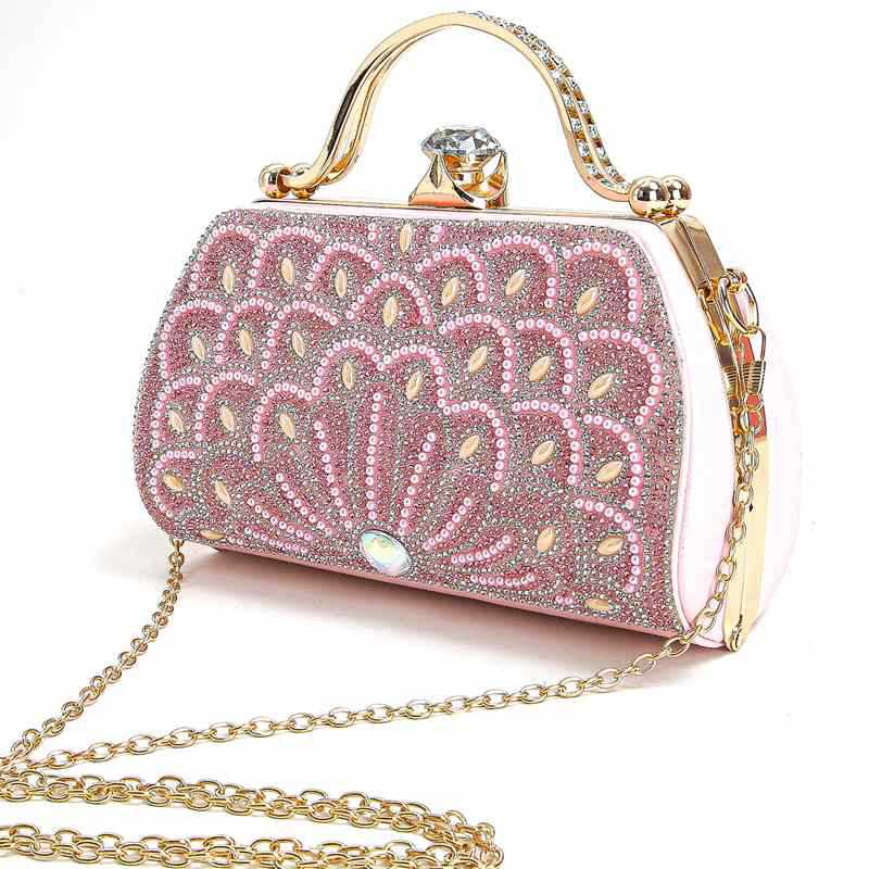 Pink Pu Leather Geometric Square Evening Bags