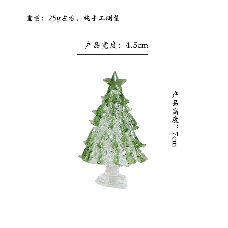 Zibo Lushila Glass Frosted Christmas Tree Craftwork Decorations Home Office Desktop Decoration Festive Season Gift
