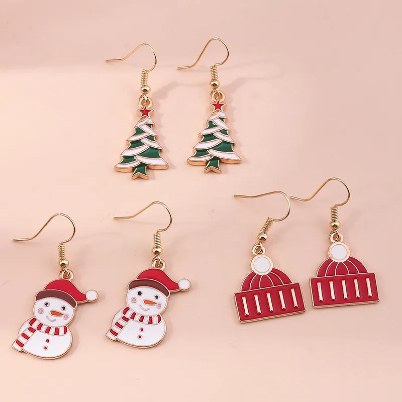 fashion christmas tree santa claus snowman alloy plating inlay rhinestones women's drop earrings 1 set