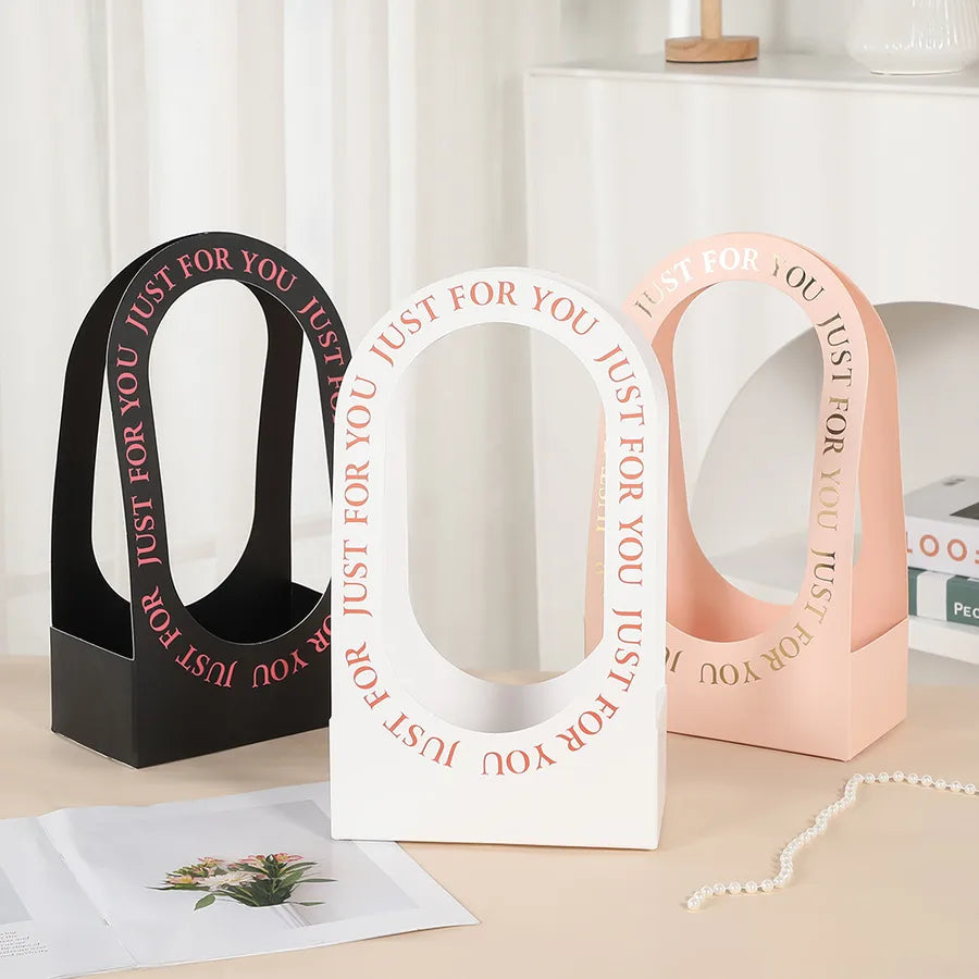 Foldable Handheld Paper Flower Basket Hollow Out Design Valentine's Day Bouquet Box Ins Style Birthday Gift Packaging Box