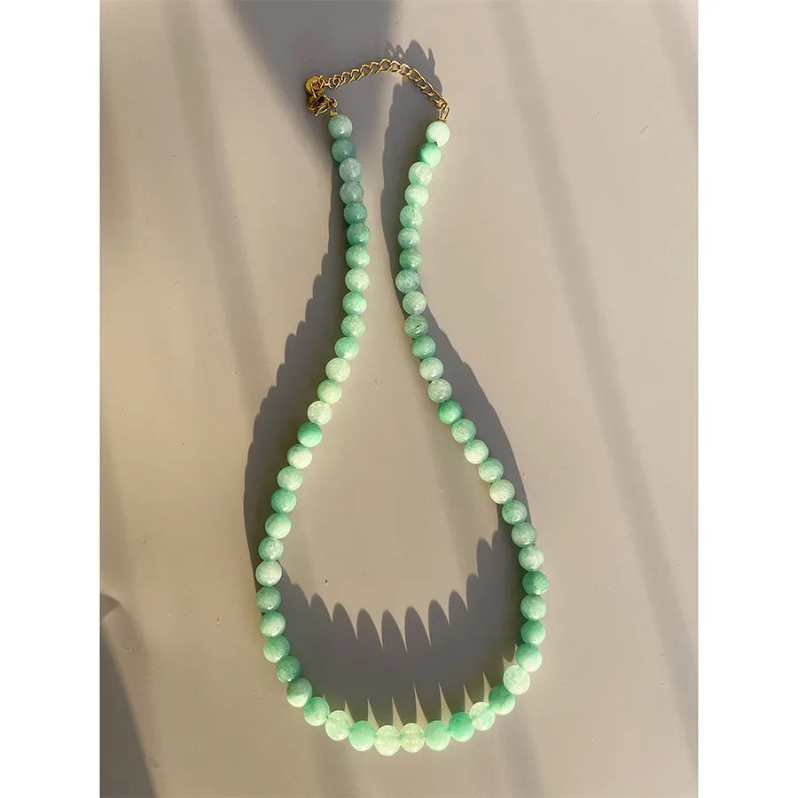 Simple Style Geometric Beaded natural stone Titanium Steel 18K Gold Plated Necklace In Bulk