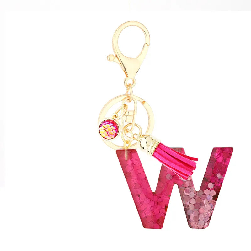 1 piece fashion letter resin patchwork unisex keychain