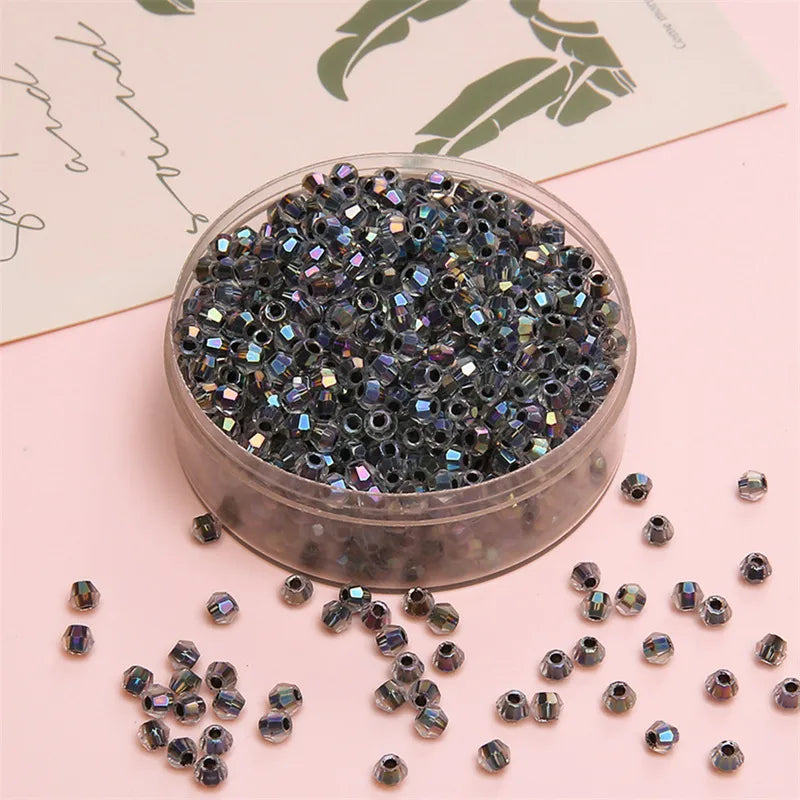 4mm Facet Rainbow Rhombus Crystal Beads Glass DIY Handmade Loose Beads Material Jewelry Accessories Ornament Making Kit