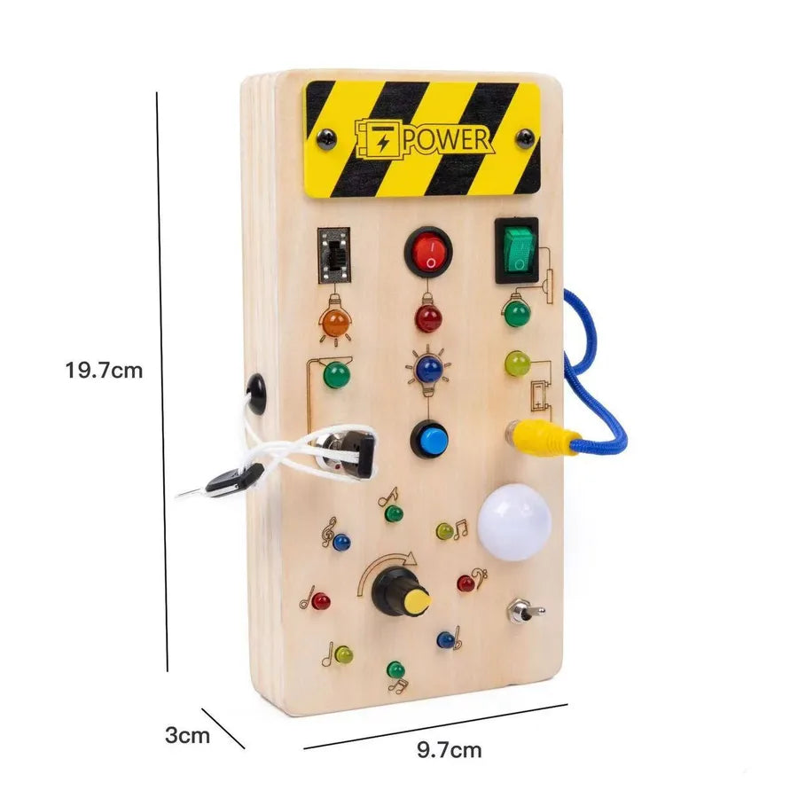 popular children's early education wooden LED light socket switch busy board toy hands-on wooden toy