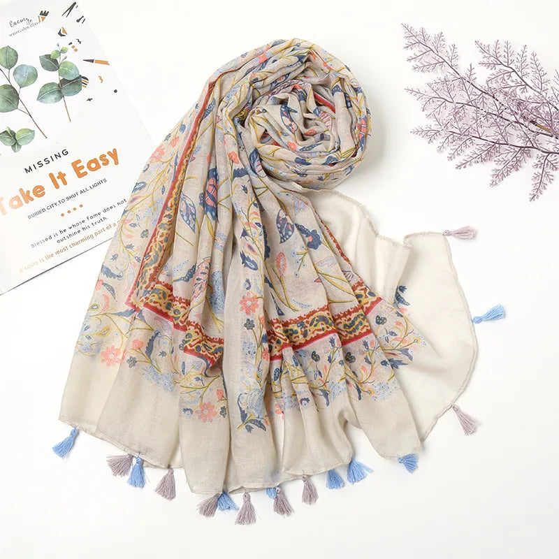 Women's Ethnic Style Color Block Polyester Scarf