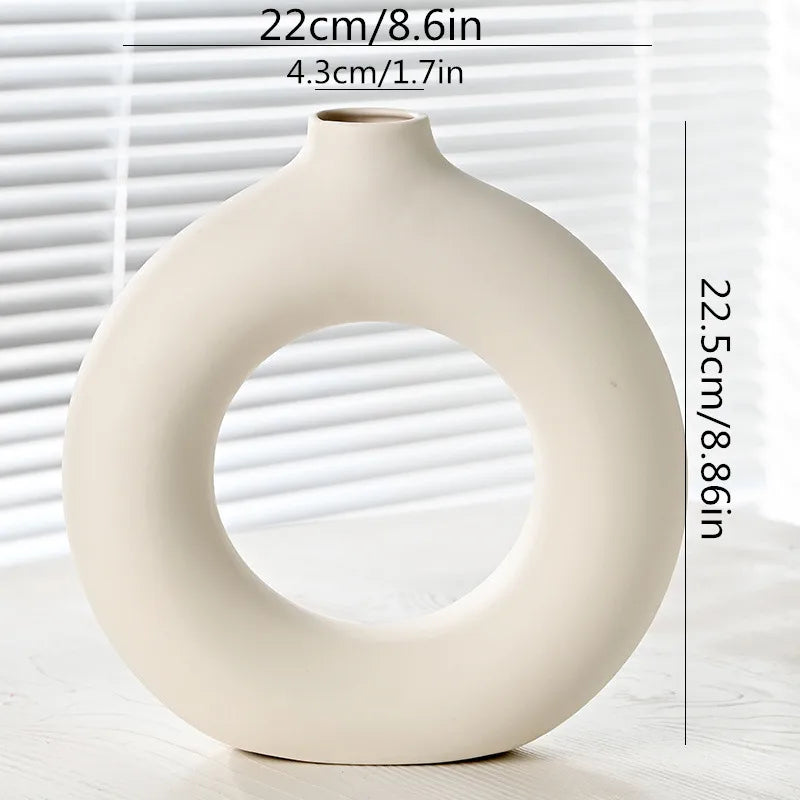 Modern Style Round ceramics Vase Artificial Decorations