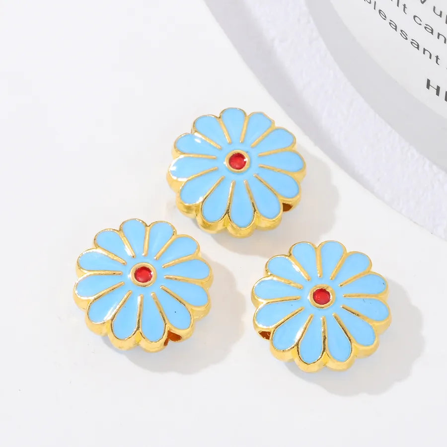 3 Pieces 11*11mm Hole Under 1mm Alloy Flower Beads