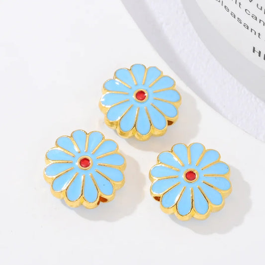 3 Pieces 11*11mm Hole Under 1mm Alloy Flower Beads