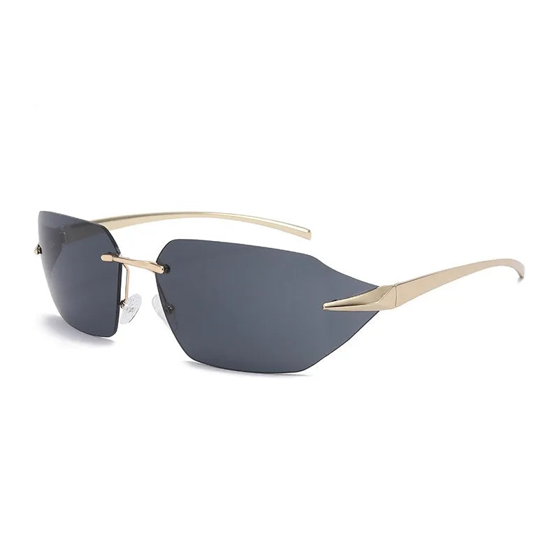 Y2K Punk Solid Color Pc Special-Shaped Mirror Frameless Men's Sunglasses