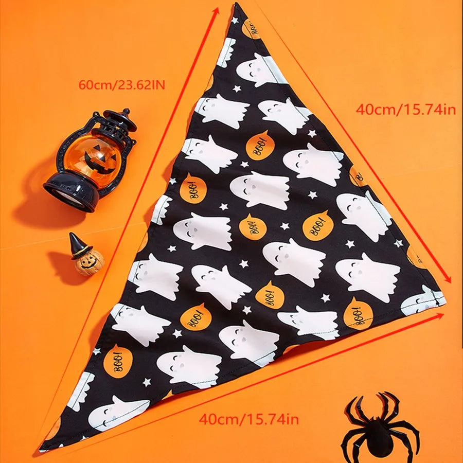 Halloween Pet Costume Saliva Towel High Definition Digital Print Dog Triangular Scarf Pet Decorative Neck Warmer Polyester