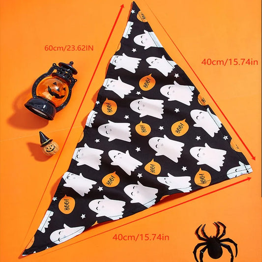 Halloween Pet Costume Saliva Towel High Definition Digital Print Dog Triangular Scarf Pet Decorative Neck Warmer Polyester