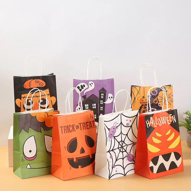 halloween cool style pumpkin spider web ghost kraft paper daily gift bags 1 piece