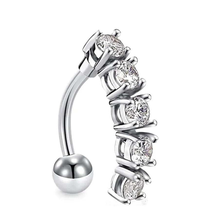 fashion solid color stainless steel inlay artificial gemstones belly ring