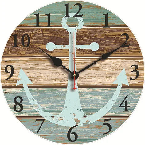 silent wall clock retro wood ocean clock wall sticker simple wall clock retro explosion hanging clock