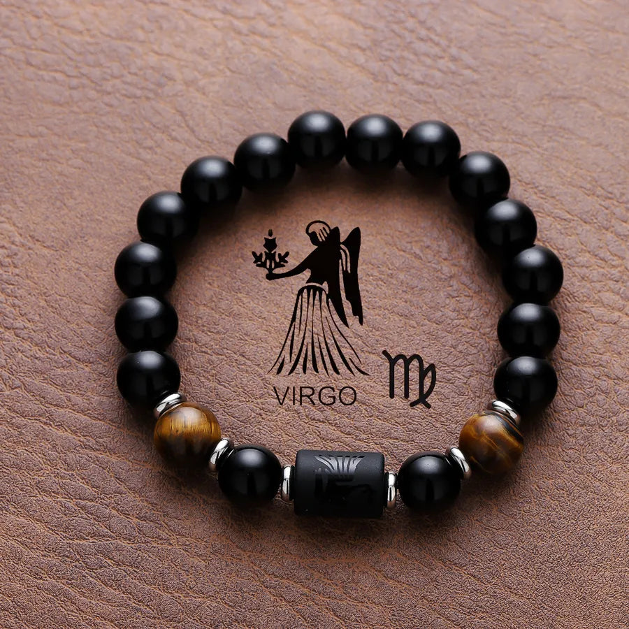 Vintage Style Simple Style Constellation Titanium Steel Plating Unisex Bracelets Men Beaded Bracelets