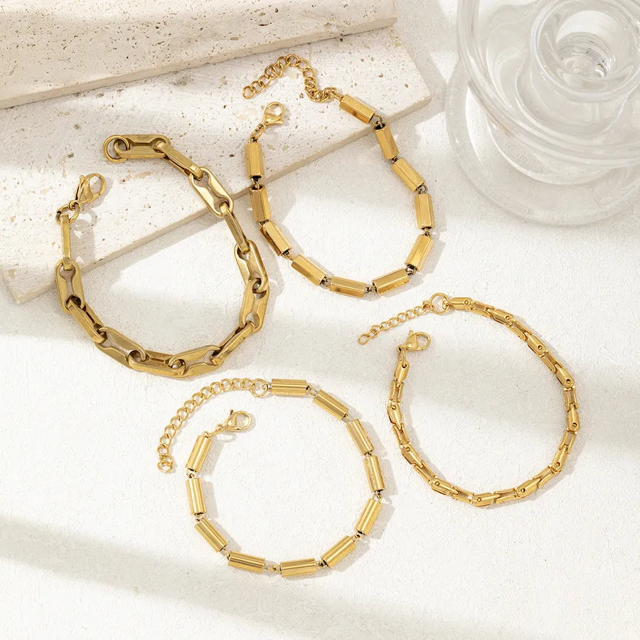 Simple Style Geometric 304 Stainless Steel O-shaped chain Bracelets In Bulk