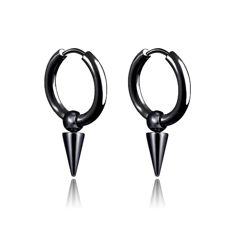 fashion stainless steel tassel single point cone earrings single