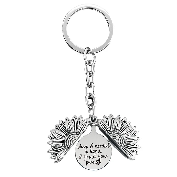 1 piece retro letter plant flowers metal plating keychain