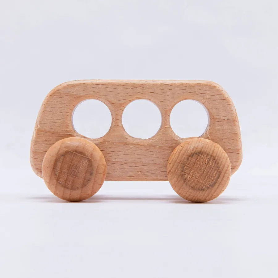 Walnut Wooden Mini Color Car Children's Early Education Educational Building Blocks Toys Baby Cart