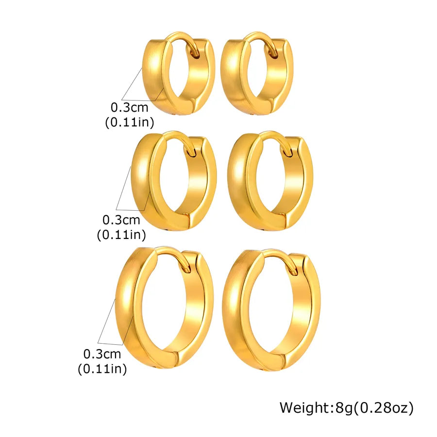 3 Pieces Set Elegant Lady Simple Style Geometric 201 Stainless Steel Ear clip