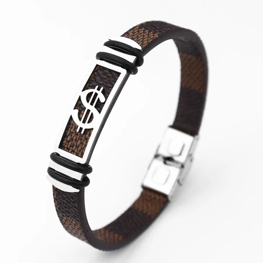 Retro Punk Animal rope Titanium Steel Plating Men's Bangle Men Cord & Leather Bracelets