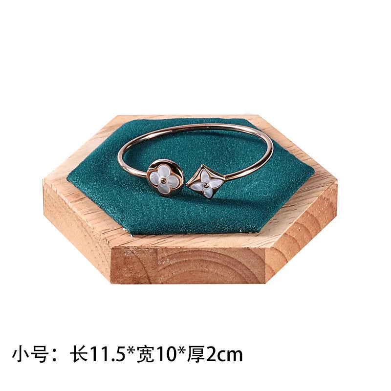 Jewelry Display Stand Earring Bracelet Necklace Ring Holder Wooden Hexagonal Structure Academic Style Crafted From Solid Wood