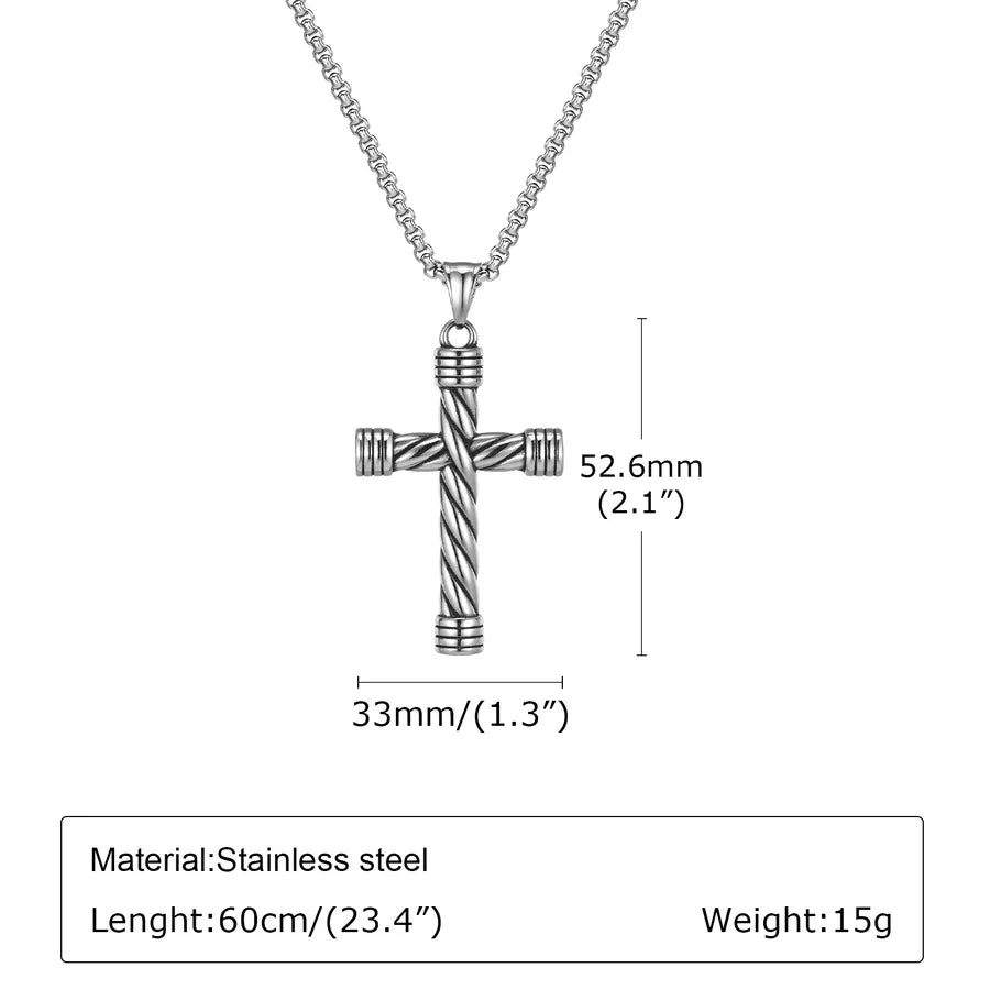Wholesale Jewelry Religion Cross 304 Stainless Steel Zircon Pendant Necklace