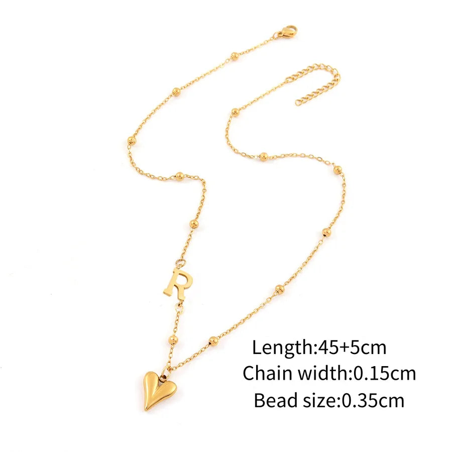 Wholesale Jewelry Elegant Simple Style Classic Style Letter Heart Shape 201 Stainless Steel 304 Stainless Steel ball chain Pendant Necklace