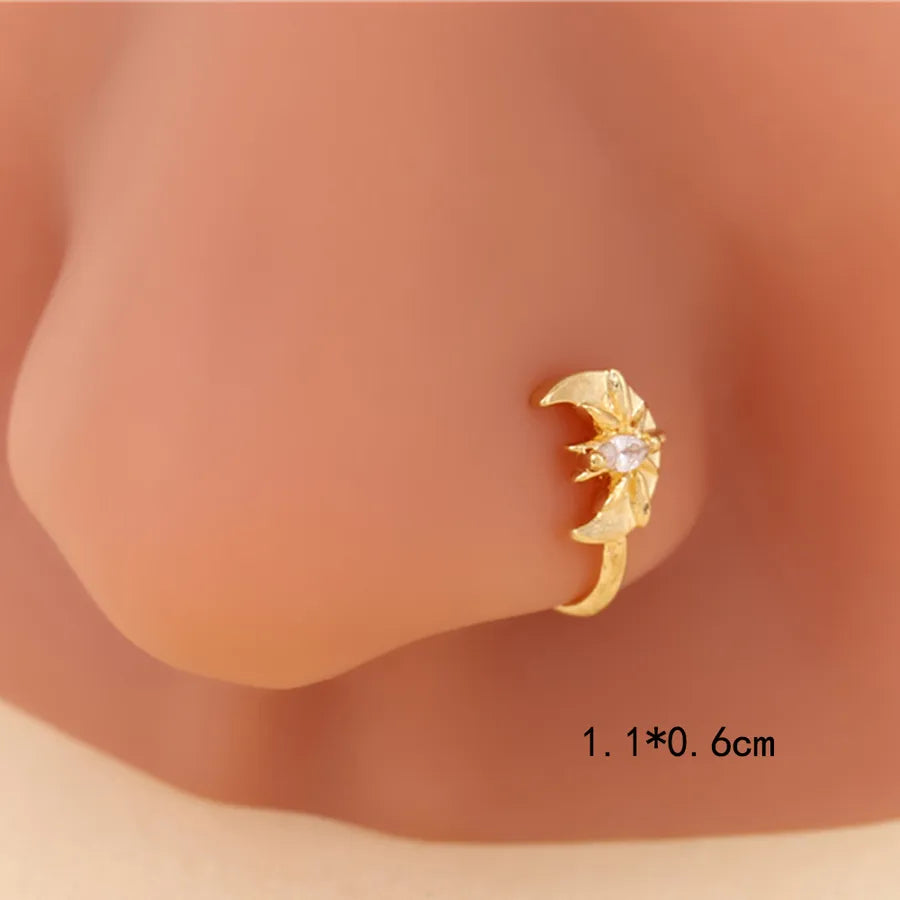 1 Piece Nose Rings & Studs Cute Wedding Pastoral Animal Bow And Arrow Heart Shape Copper Brass Plating Zircon 18K Gold Plated Nasal splint Nose Ring