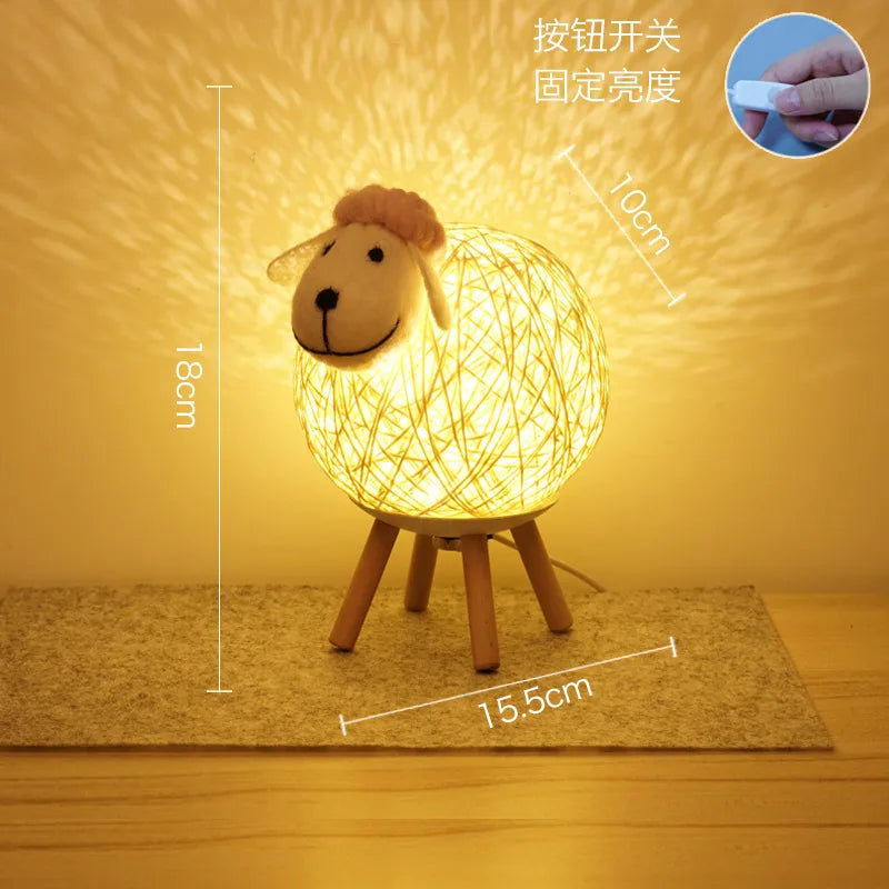 Creative lamb night light smart voice mobile phone app control bedroom atmosphere light cute children timing desk lamp