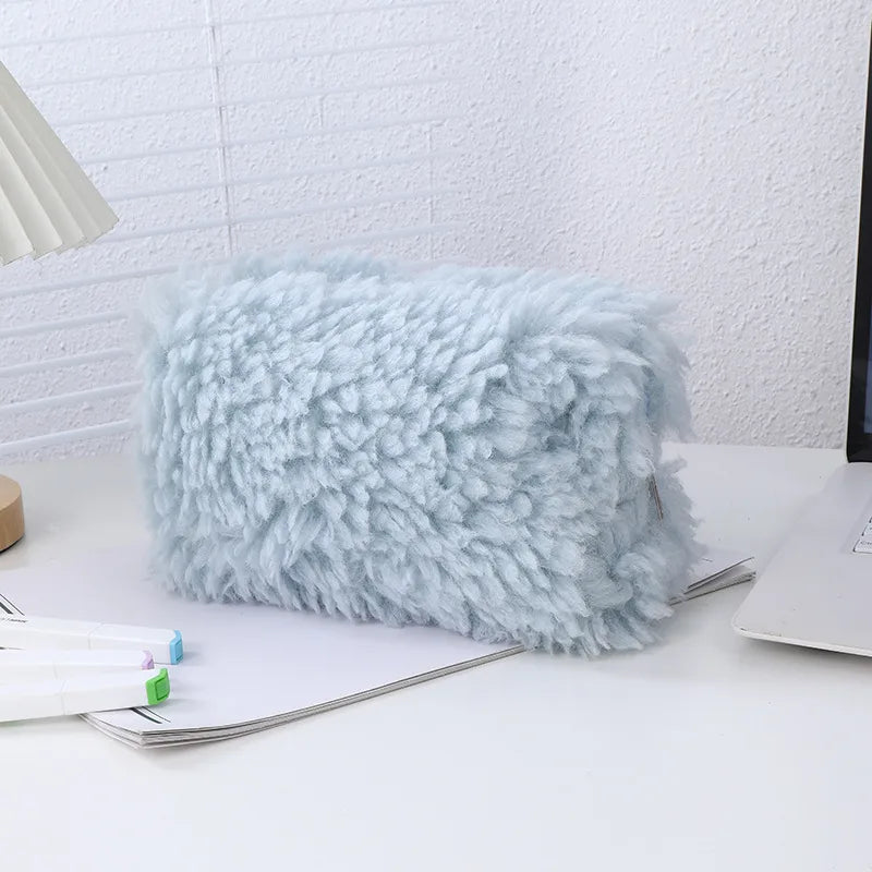 Solid Color Plush School Korean Style Pencil Case