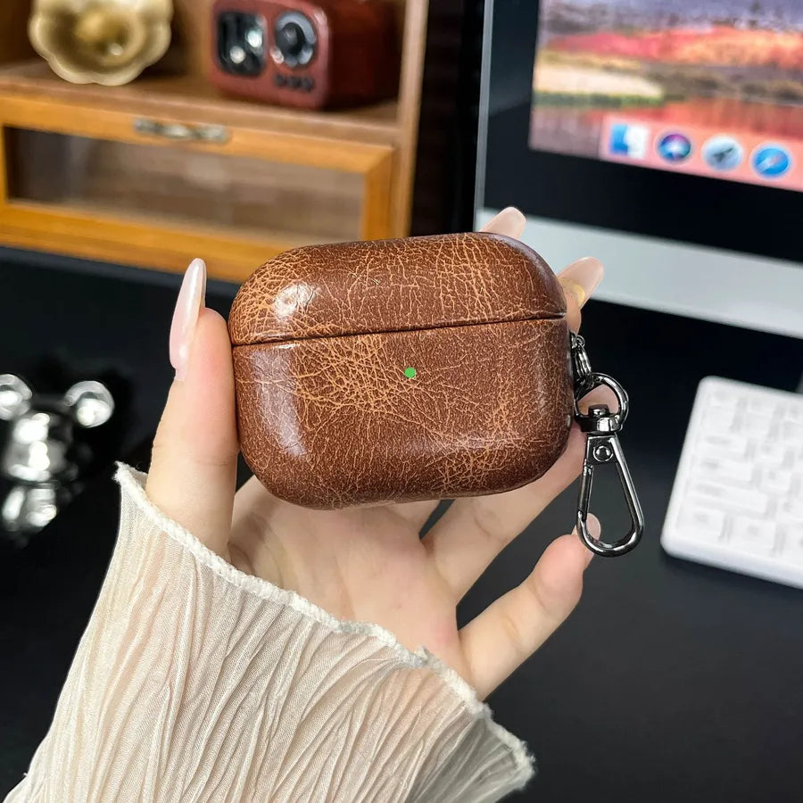 Imitation Leather Solid Color Retro Classic Style Headset Protective Sleeve Phone Accessories