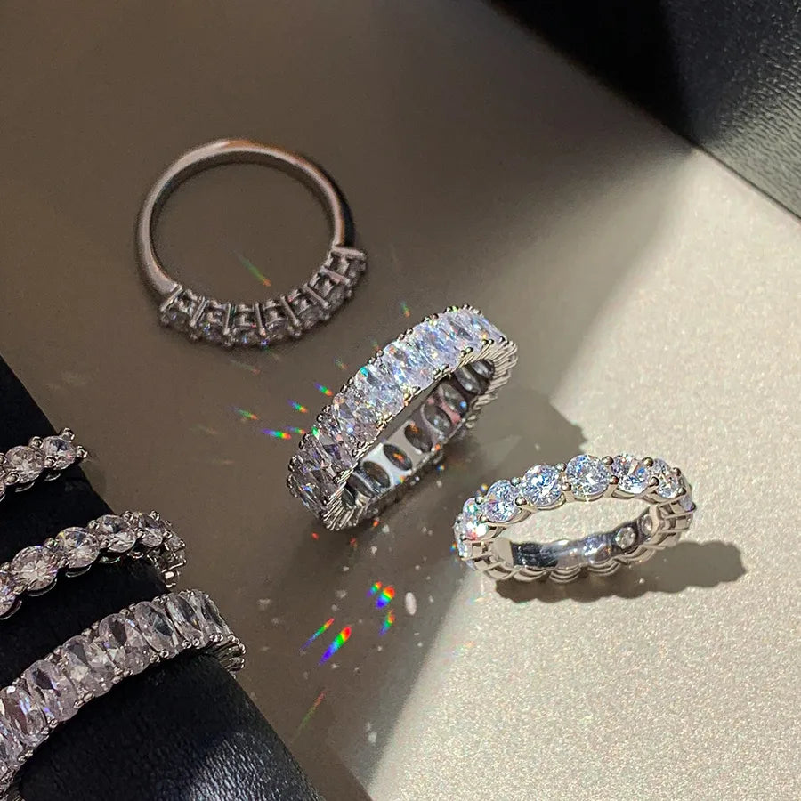 Moissanite 925 Sterling Silver Rings Geometric Rings
