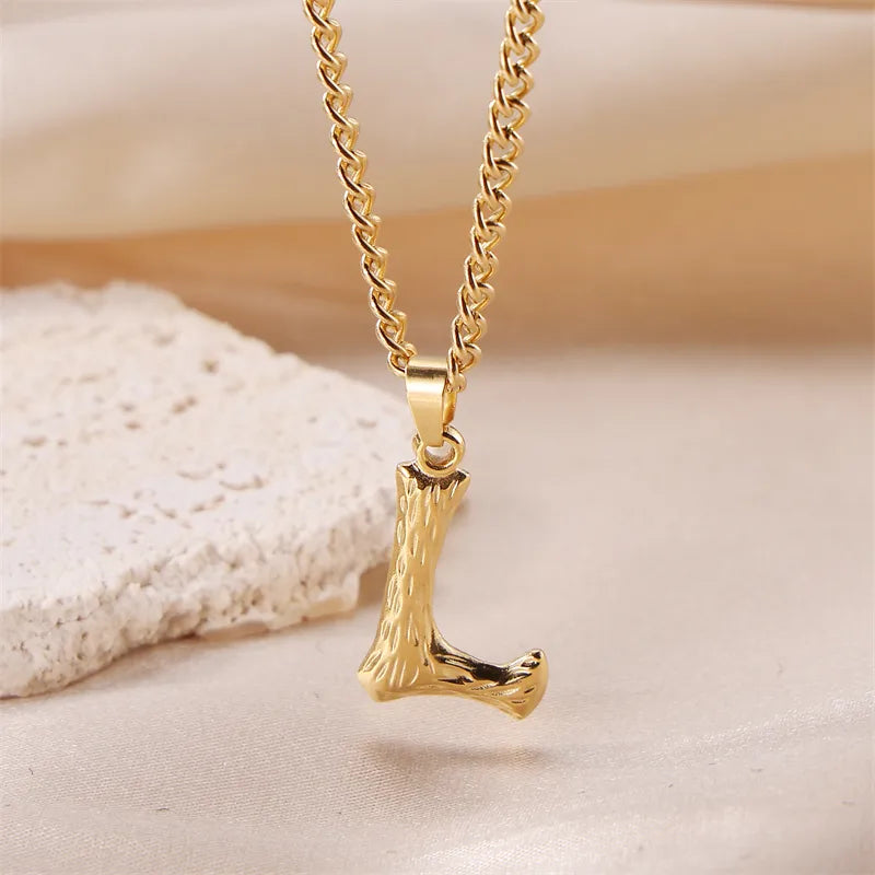 Wholesale Jewelry Sweet Simple Style Artistic Letter 201 Stainless Steel 304 Stainless Steel 18K Gold Plated Plating Pendant Necklace