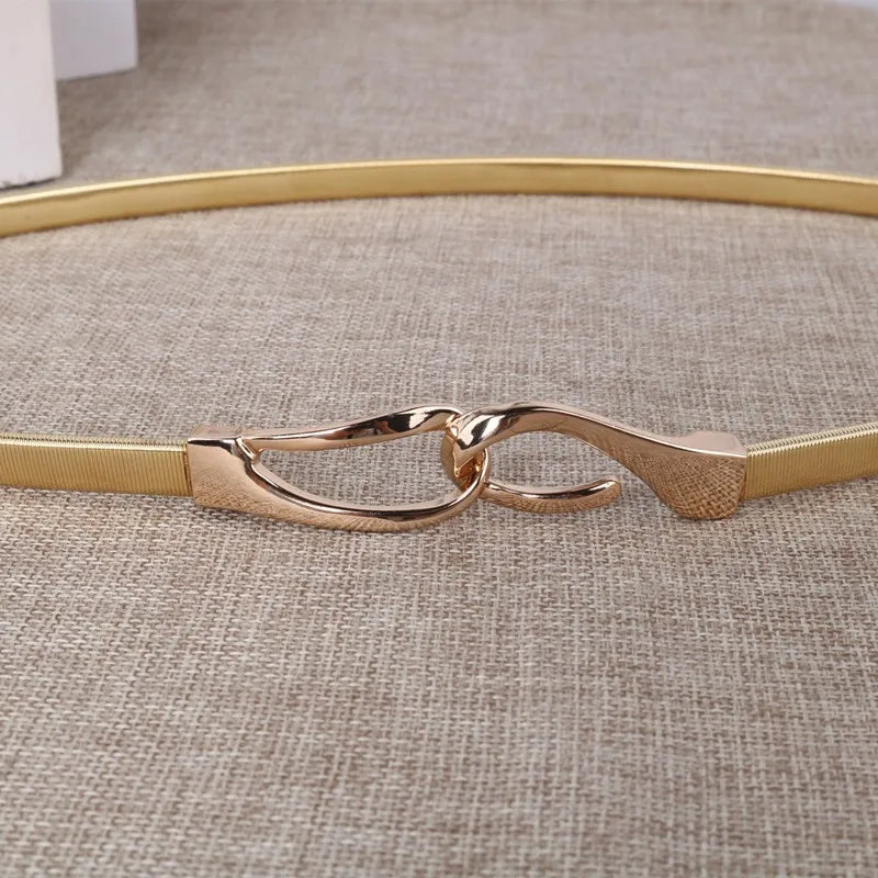 basic solid color metal women's leather belts