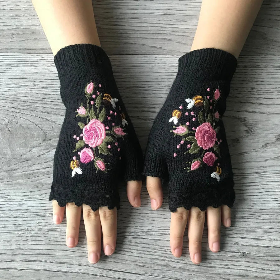 Women's Casual Printing Flower Gloves