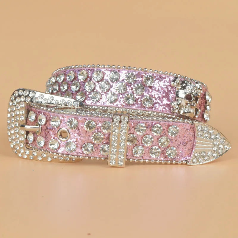 Punk Skull Pu Leather Alloy Inlay Rhinestones Women's Leather Belts
