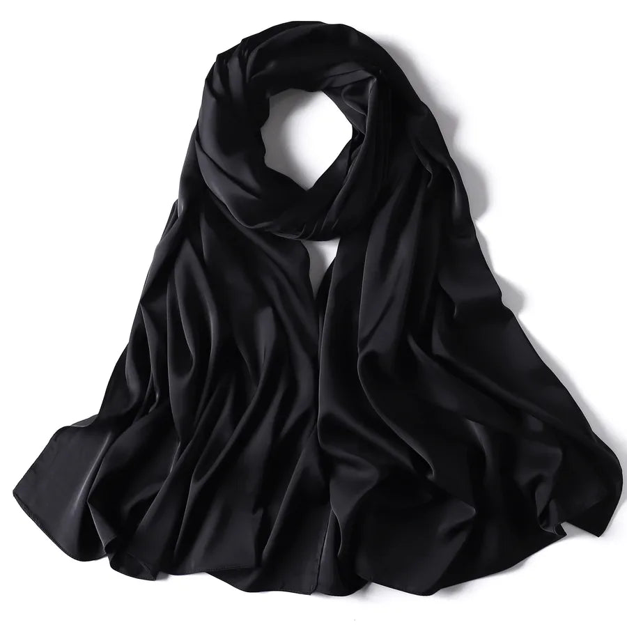 women's streetwear solid color satin winter scarves