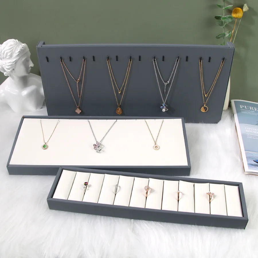High-End Jewelry Display Stand Necklace Earring Ring Holder Pu Leather Jewelry Showcase Photography Props Jewelry Tray