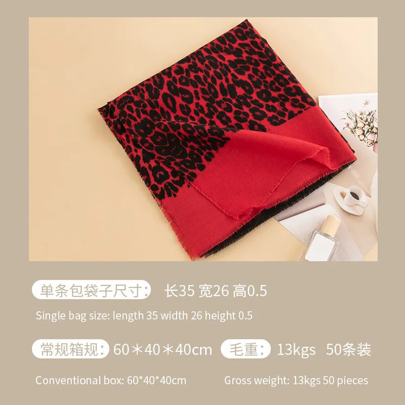 new fashion leopard print cashmere scarf women's  commuter printed warm cold-proof scarf wholesale