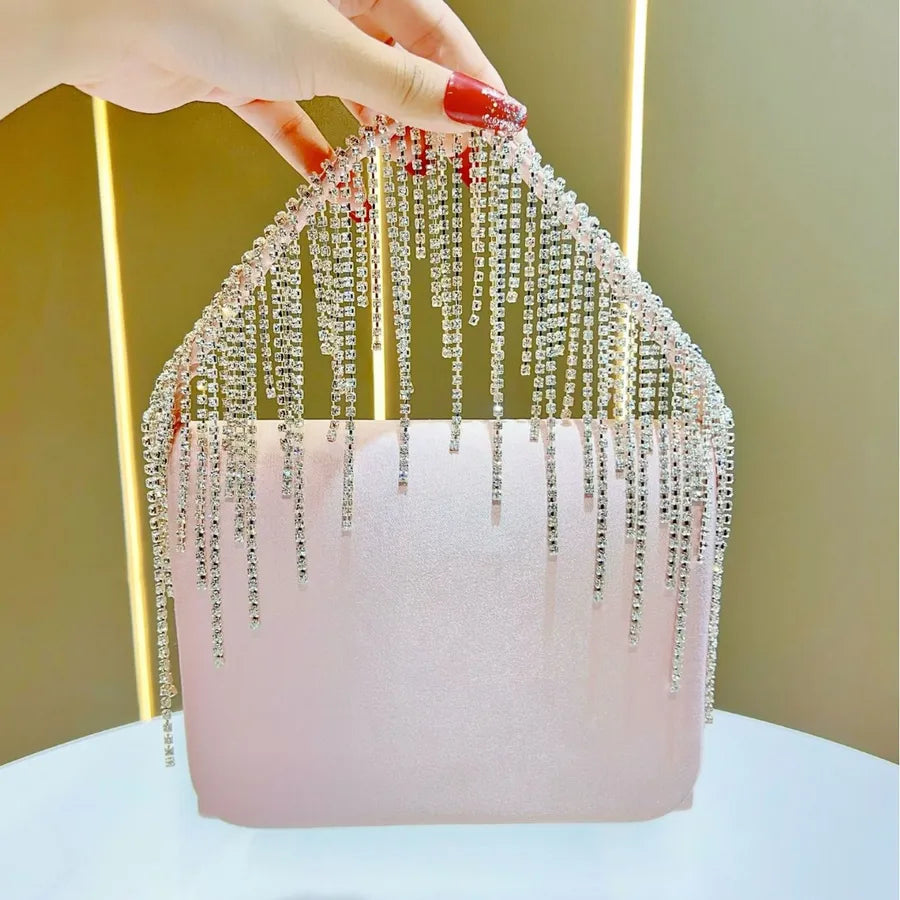 Elegant Evening Clutch Bag For Women Handbag Shoulder Bag Diamond Embellished Tassel Detail Square Bag Fashionable Accessory