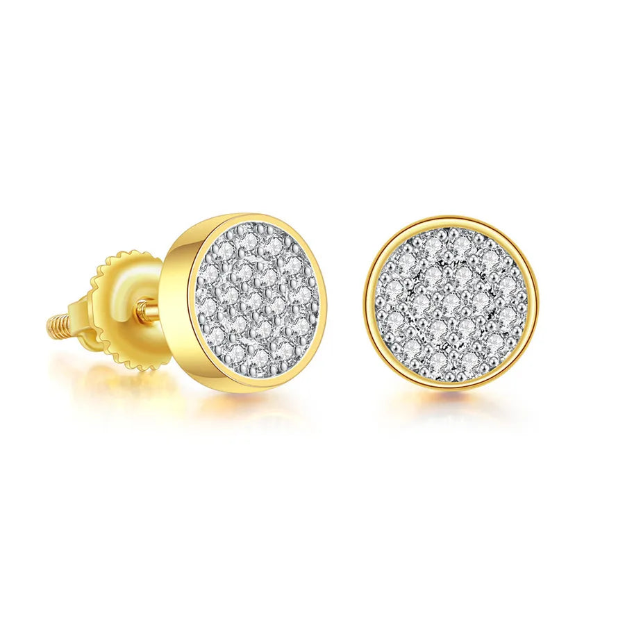 1 Pair Hip-Hop Round Plating Inlay Copper Zircon White Gold Plated Ear Studs
