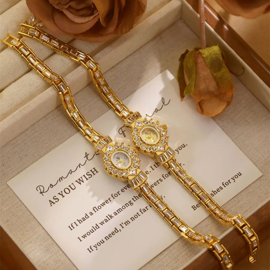 Luxurious Shiny Solid Color Jewelry Buckle Quartz Watch Women's Watches