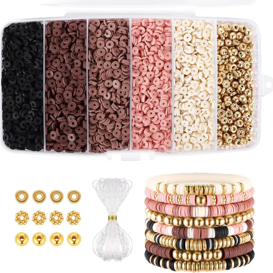 1 Set Glass soft clay Letter Solid Color Beads Rope