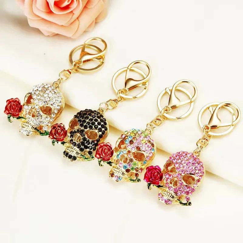 Simple Style Skull Zinc alloy Diamond Halloween Unisex Bag Pendant Keychain