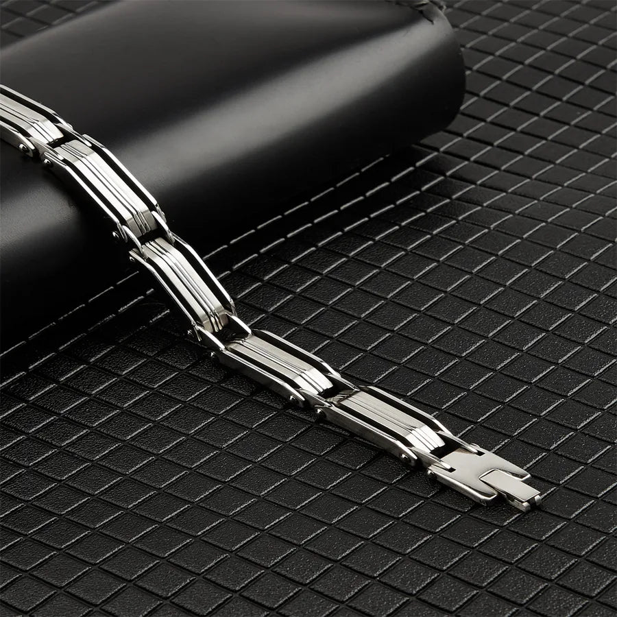 Original Design Gothic Splicing Color Block Plaid 316 Stainless Steel  Unisex Bracelets Men Chain Bracelets