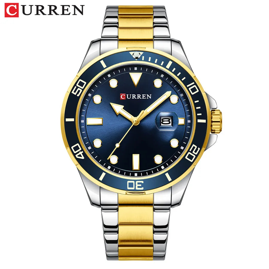 Casual Color Block Single Folding Buckle Quartz Watch Men's Watches