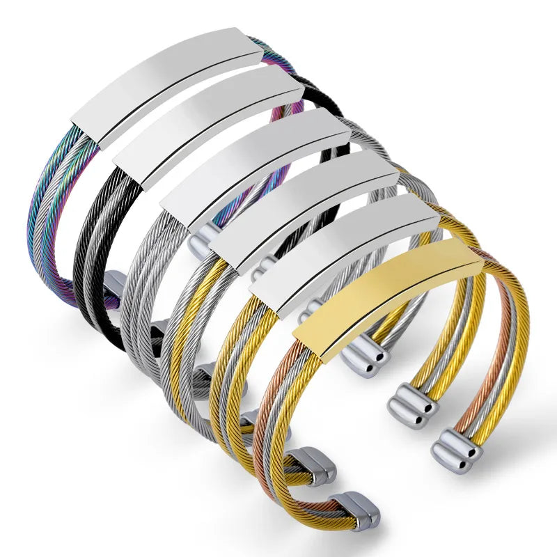 Commute Color Block Stainless Steel Plating Unisex Bangle